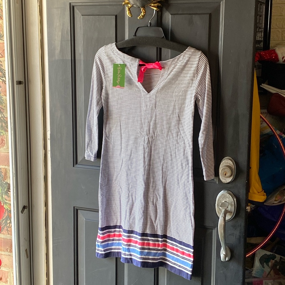 Lilly Pulitzer Noelle dress xxs Bayside Stripe Engineered print style: True Navy